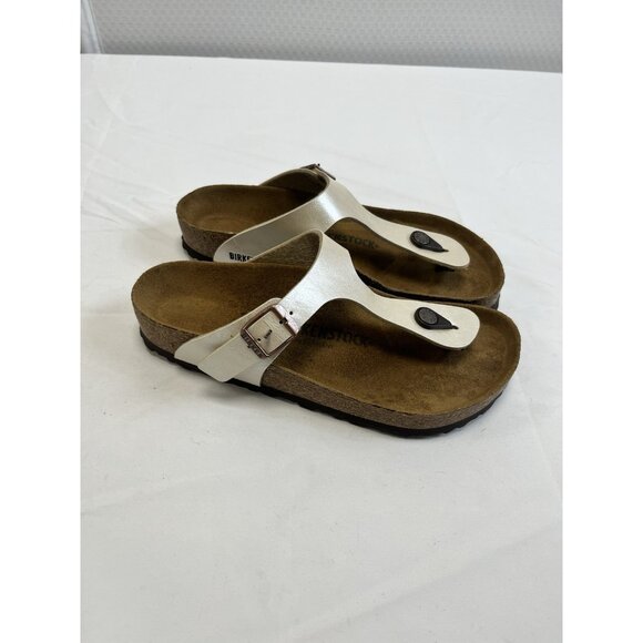 Birkenstock Pearl Ivory Women 38 Gizeh Slip On Thongs  Flat Sandal Shoes. 🤍 - Picture 2 of 7